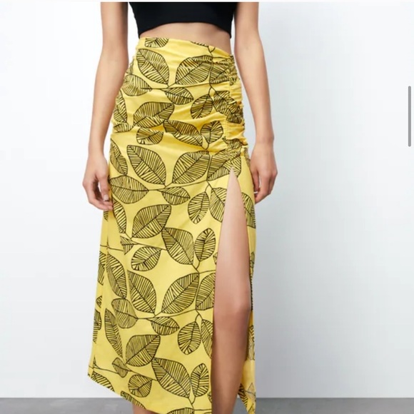 ZARA 2 PIECE LINEN CROPPED TOP AND RUCHED SKIRT - Picture 10 of 11